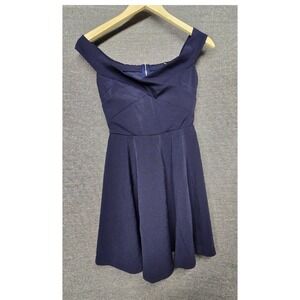 Windsor Navy Blue Off Shoulder Skater Dress Homecoming Criss Cross Sweetheart S
